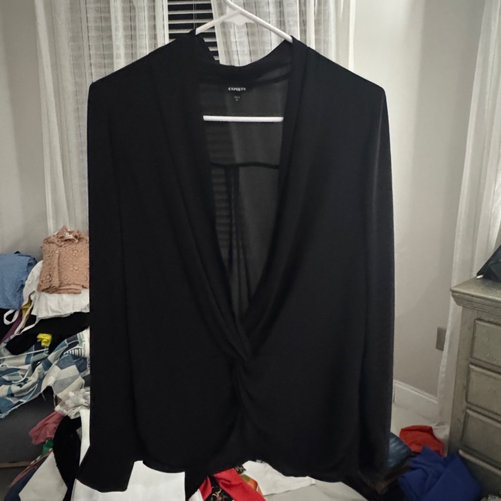 Express Black Wrap Blouse